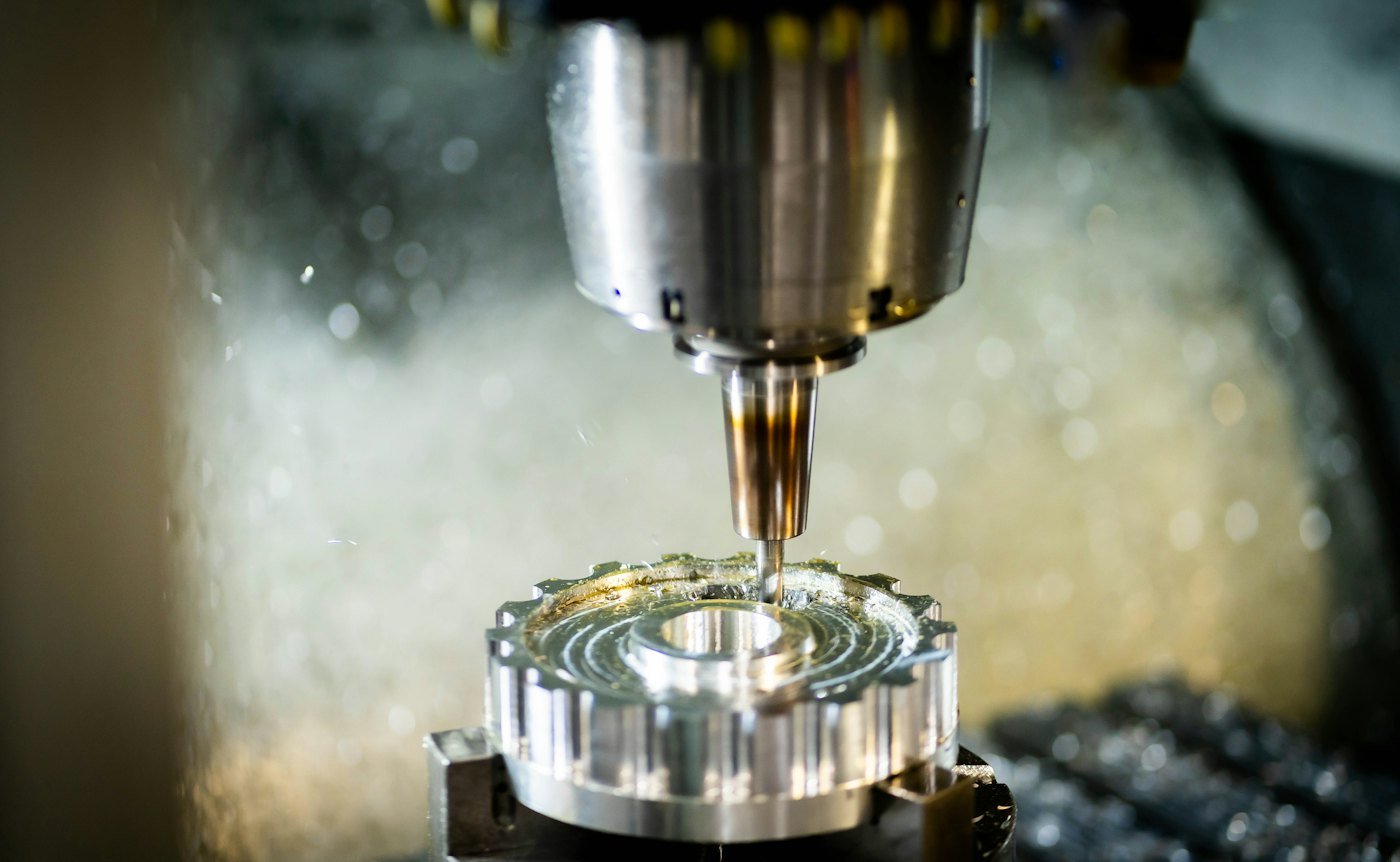 CNC milling of a metal component (demonstration image)